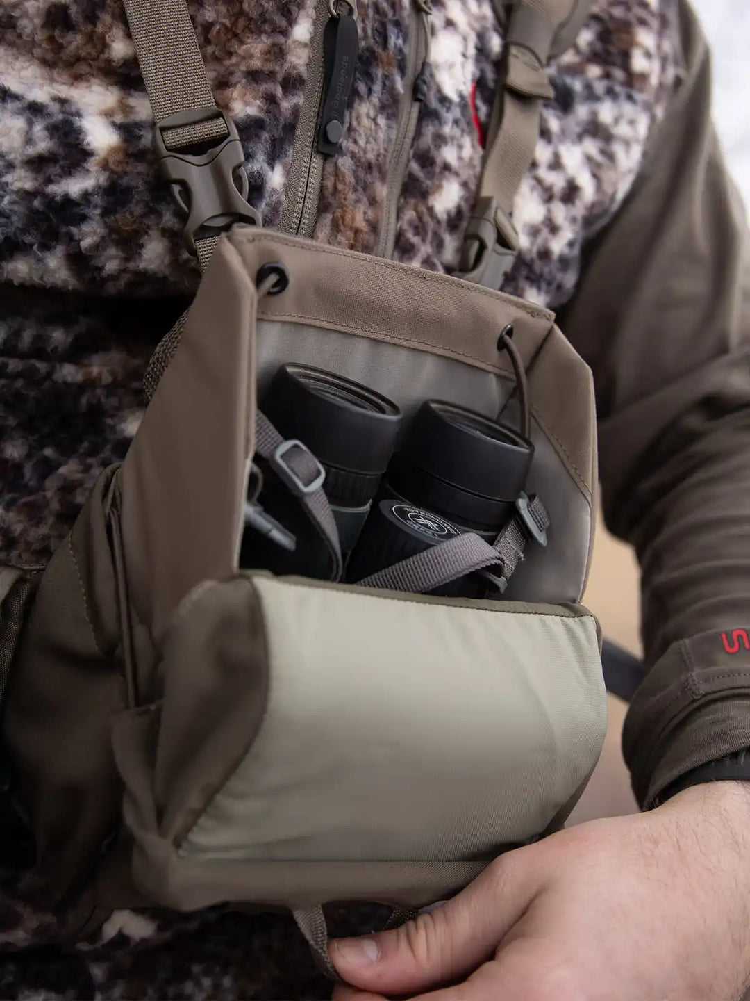 binoculars placed in Badlands bino harness